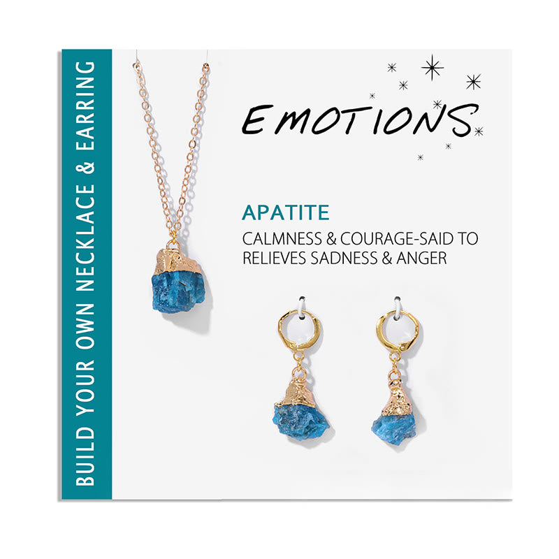 Ensemble de boucles d'oreilles et collier avec pendentif en cristal irrégulier naturel Olivenorma