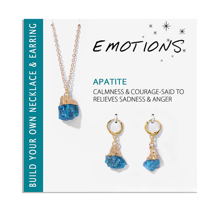 Ensemble de boucles d'oreilles et collier avec pendentif en cristal irrégulier naturel Olivenorma