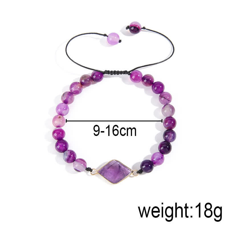 Bracelet de perles avec pendentif en forme de losange en améthyste Olivenorma