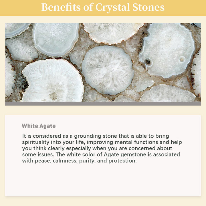 Cristal de guérison en pierre naturelle d'agate blanche
