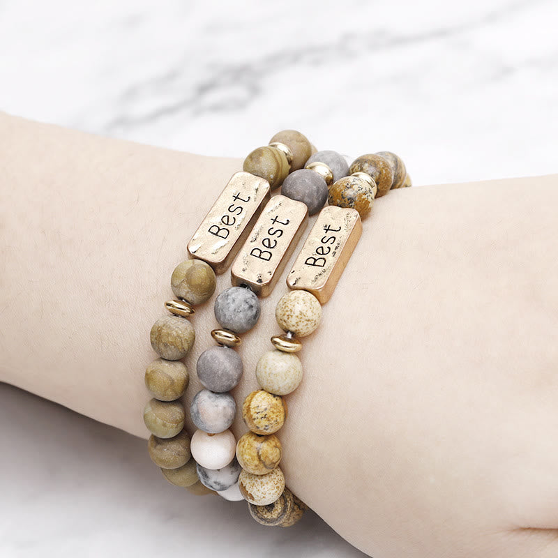 Bracelet avec gravure en pierres précieuses naturelles Olivenorma