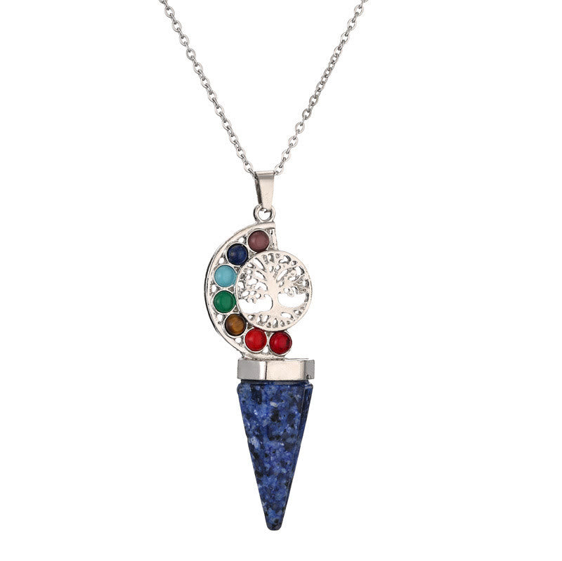 Collier avec pendentif arbre de vie en cristal hexagonal Olivenorma