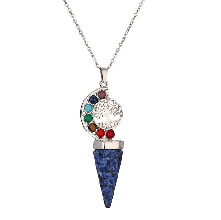 Collier avec pendentif arbre de vie en cristal hexagonal Olivenorma