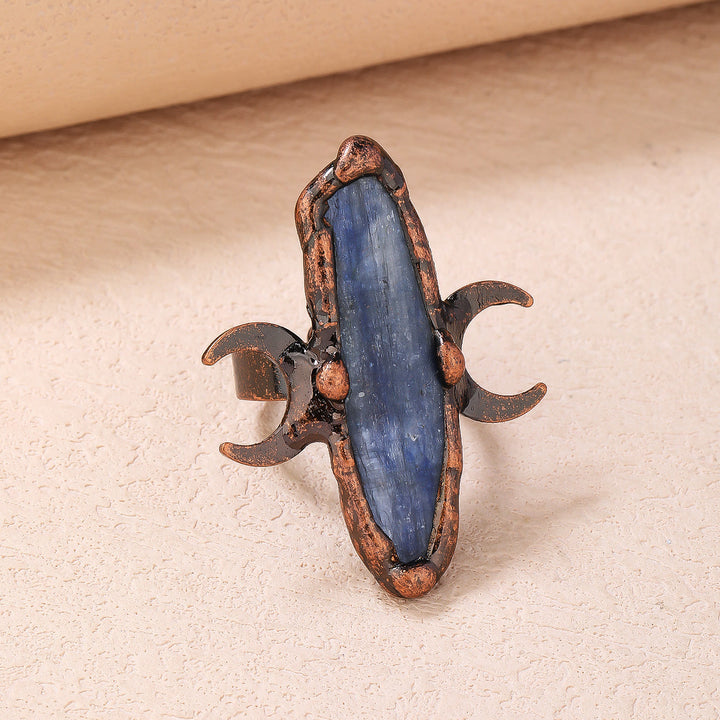 Bague ajustable de guérison à double lune en cyanite Olivenorma