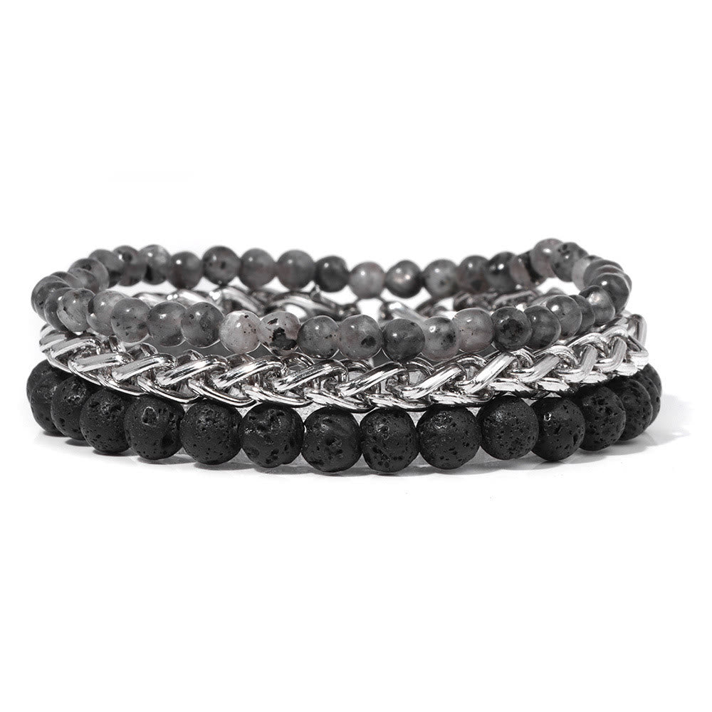 Ensemble de bracelets rétro en pierre rose Olivenorma « Paix et calme »