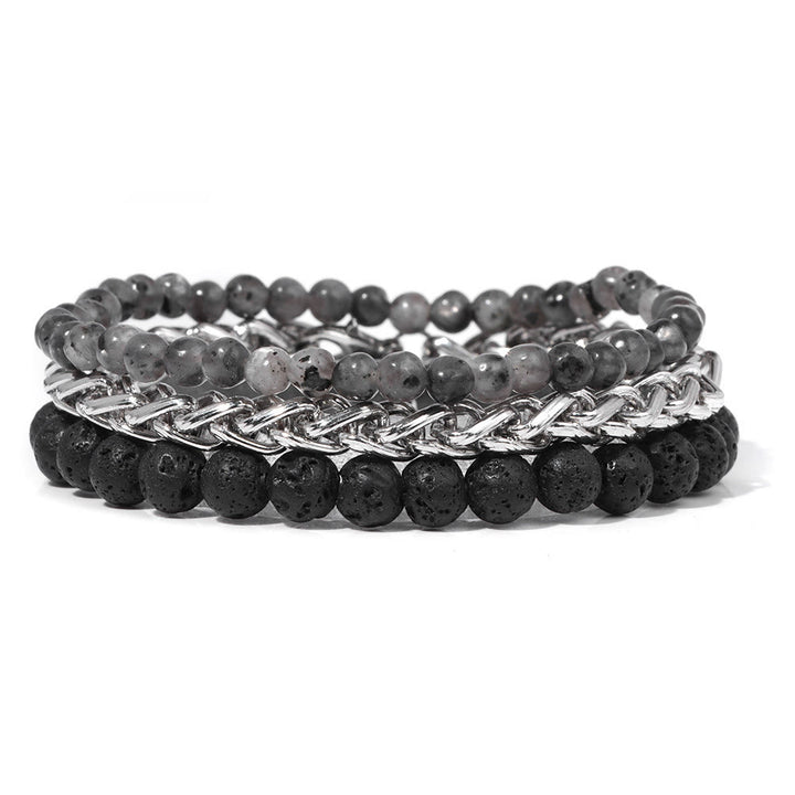 Ensemble de bracelets rétro en pierre rose Olivenorma « Paix et calme »