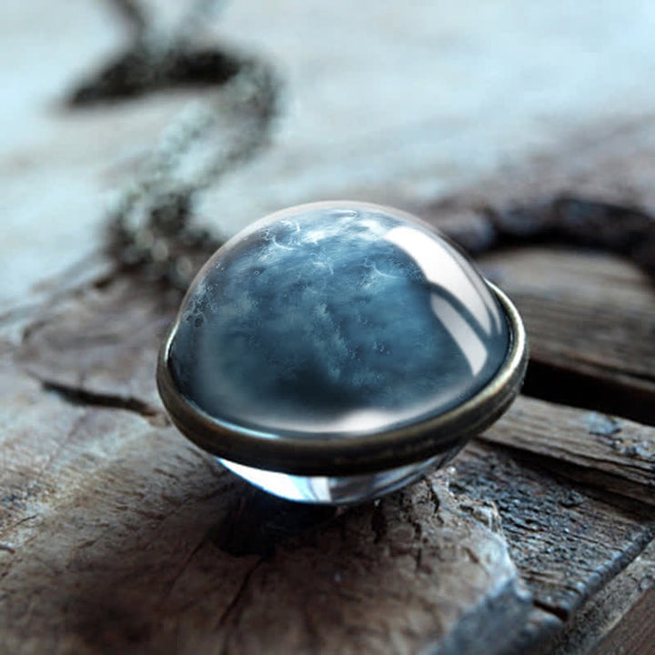 Collier Olivenorma double face avec boules de verre et planètes du ciel