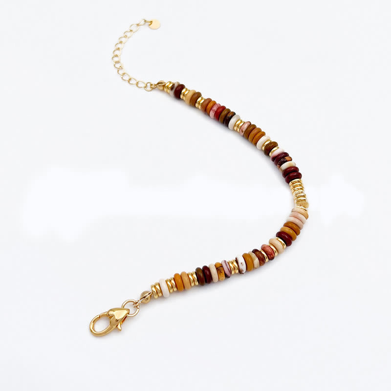 Collier de clavicule en perles d'agate naturelle Sunset Frisbee d' Olivenorma