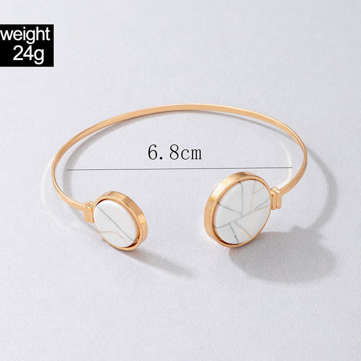 Ensemble de cinq bracelets ouverts en alliage de pierre naturelle Olivenorma 