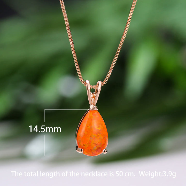 Collier simple avec pendentif en forme de goutte d'eau en opale synthétique Olivenorma