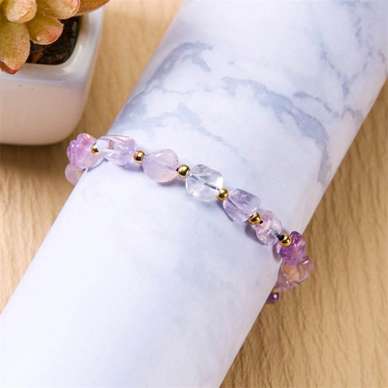 Bracelet tissé à la main en perles de pierre irrégulières naturelles Olivenorma 