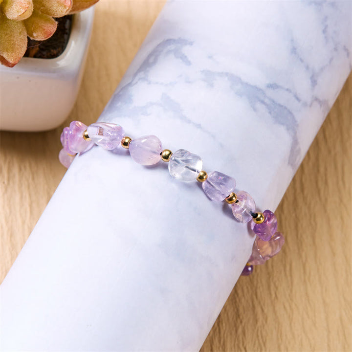 Bracelet tissé à la main en perles de pierre irrégulières naturelles Olivenorma 
