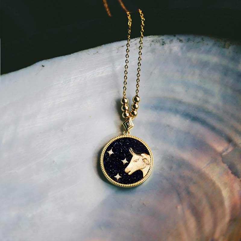 Collier d'écoute du zodiaque en grès bleu 