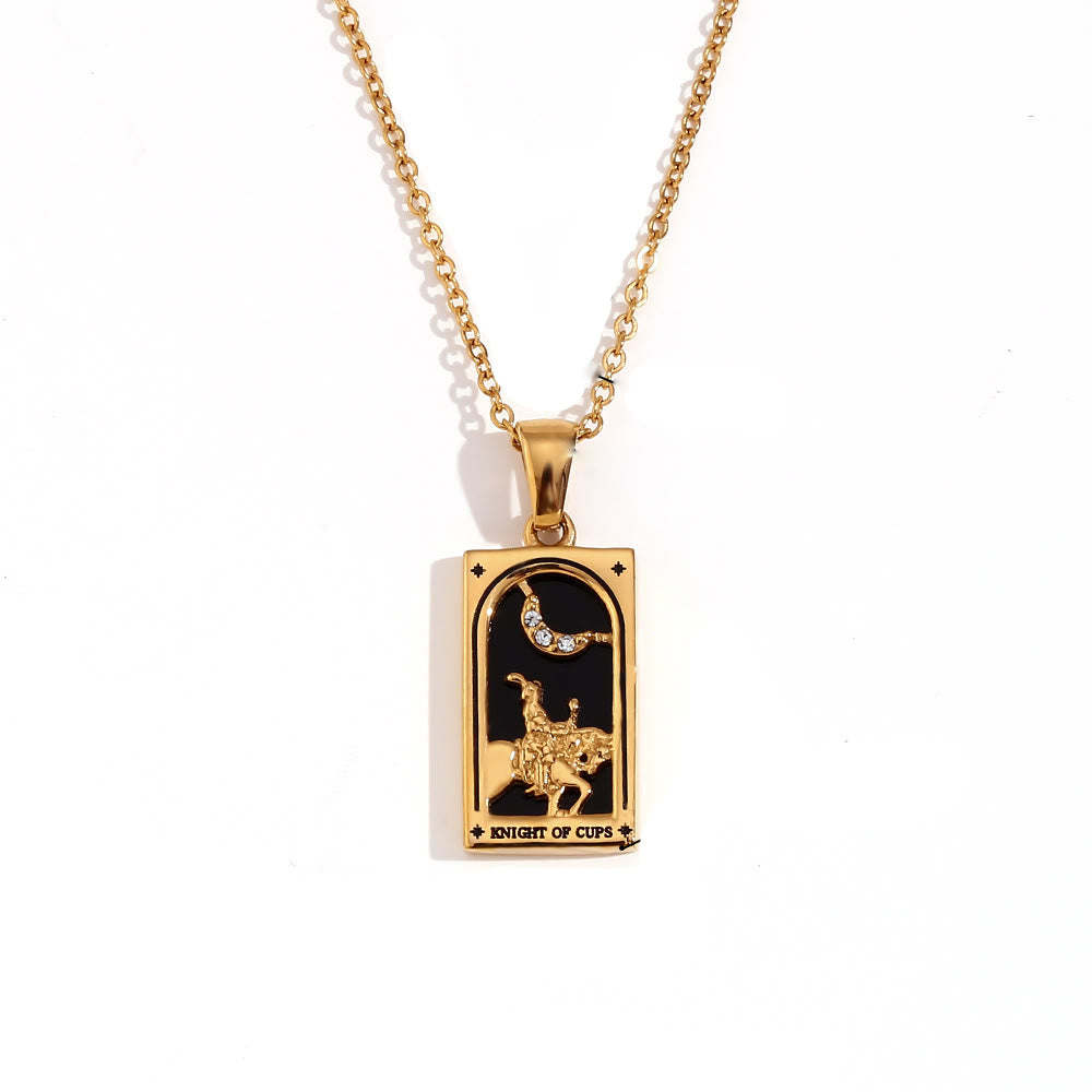 Collier de cartes de tarot en acier inoxydable plaqué or 18 carats Olivenorma 