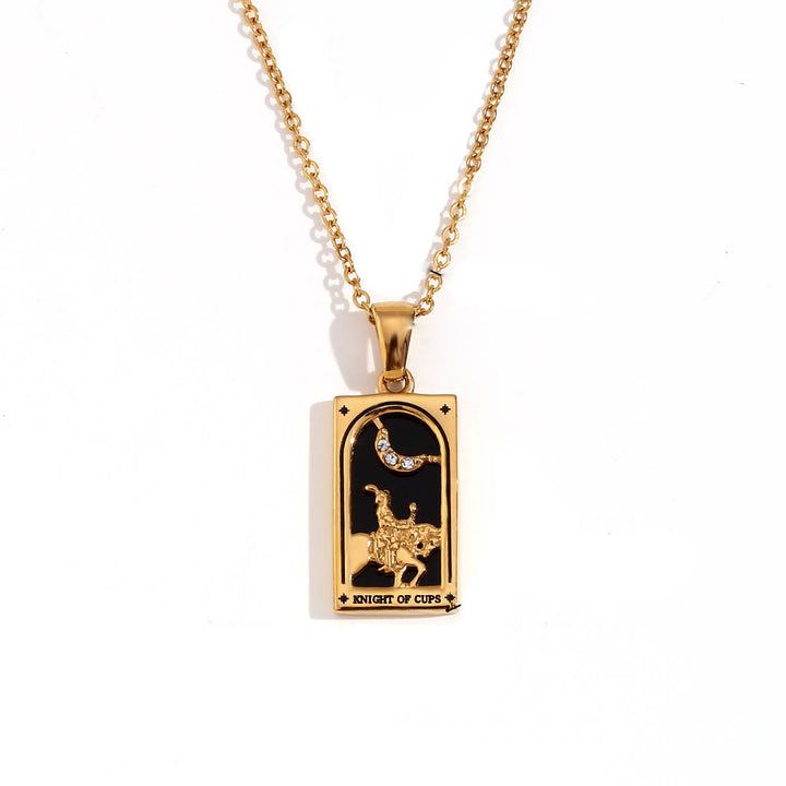 Collier de cartes de tarot en acier inoxydable plaqué or 18 carats Olivenorma 