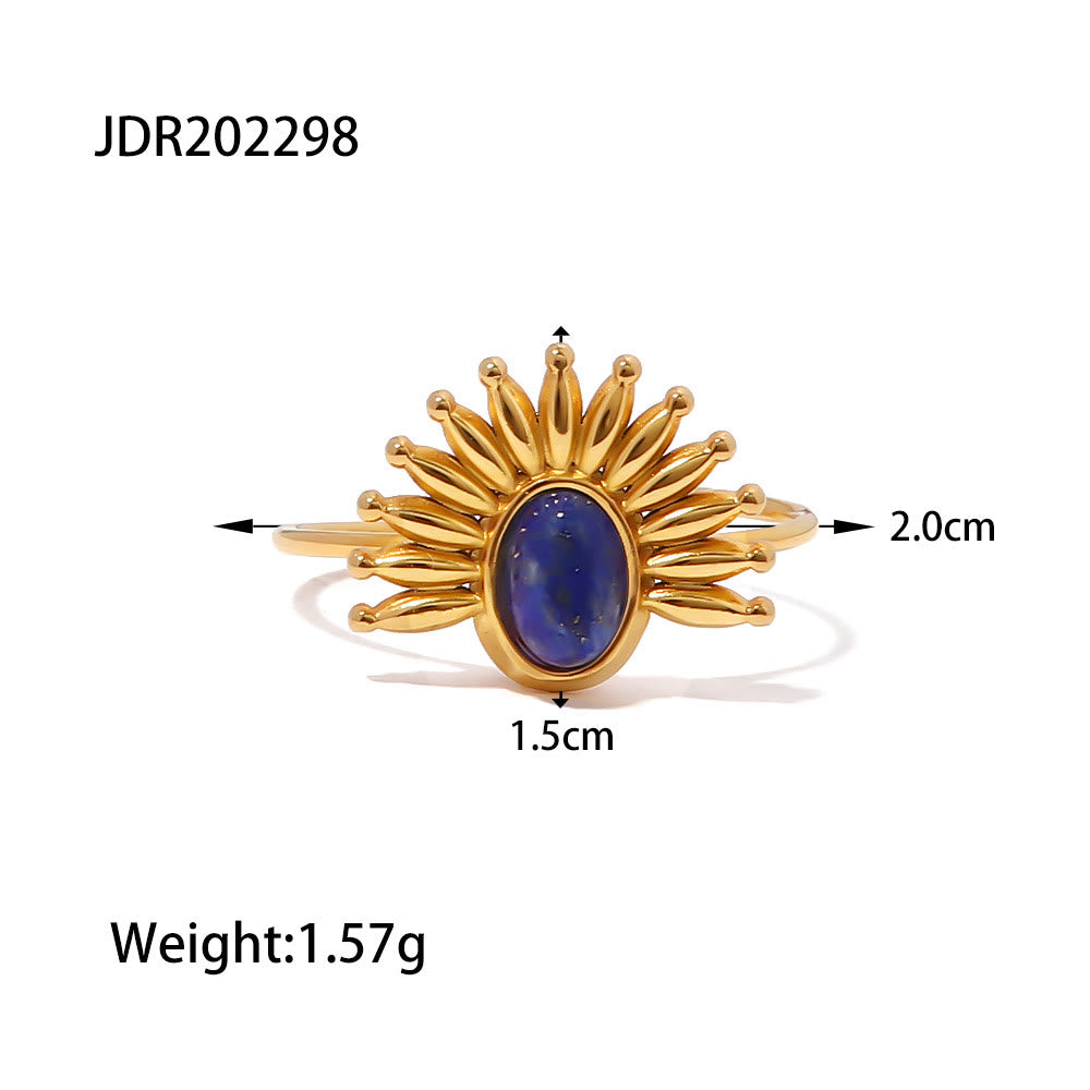 Bague en acier inoxydable plaqué or 18 carats avec lapis-lazuli Olivenorma