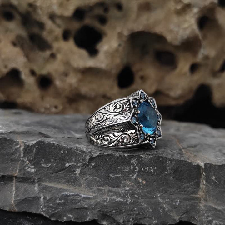 Bague vintage octogonale en saphir étoilé Olivenorma
