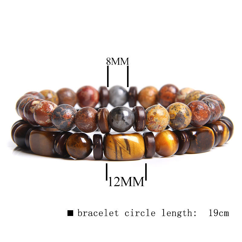 Ensemble de bracelets en pierre d'œil de tigre turquoise africaine Olivenorma