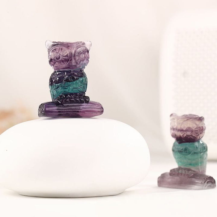 Ornement hibou couleur bonbon en fluorite Olivenorma
