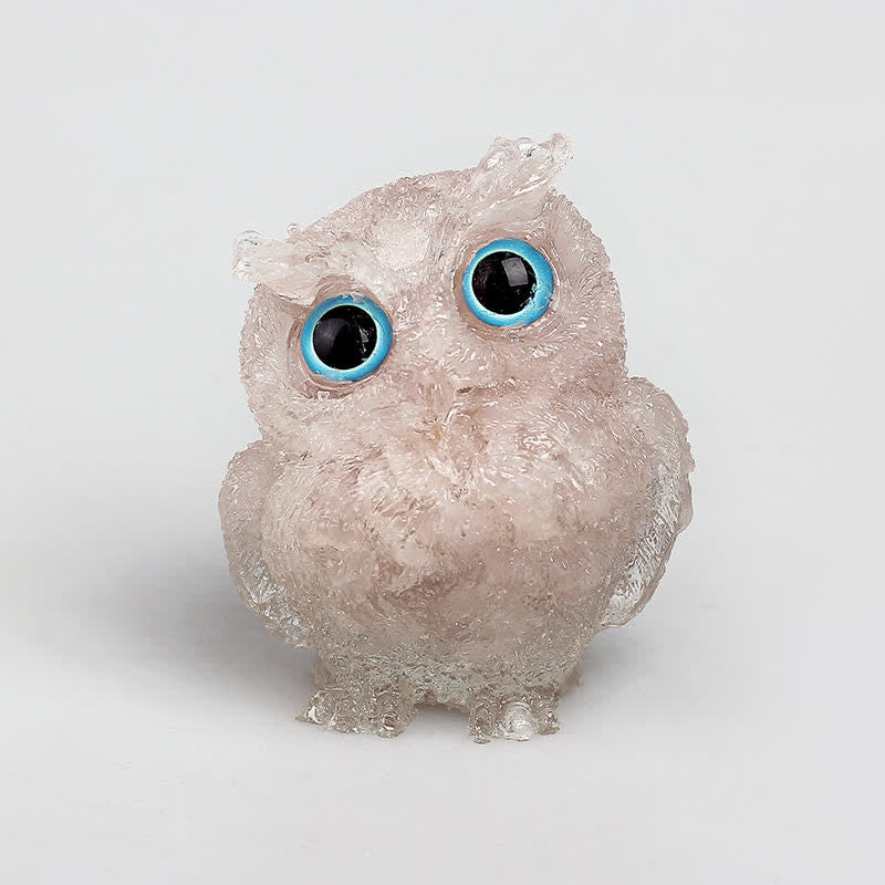 Décoration en pierre précieuse de hibou en cristal naturel Olivenorma