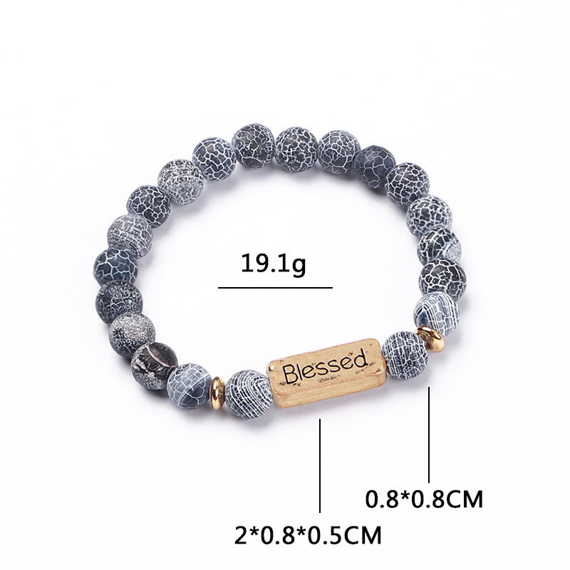 Bracelet gravé béni en pierres précieuses naturelles Olivenorma