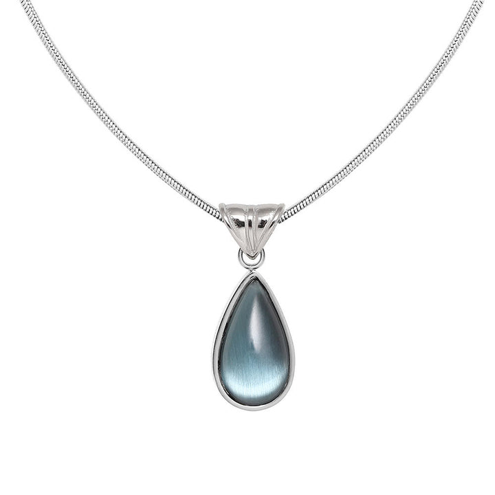 Collier pendentif en forme de goutte d'aventurine verte et aigue-marine Olivenorma