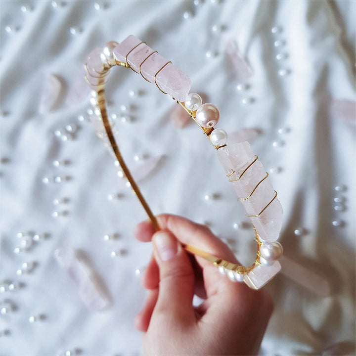 Couronne en cristal de perle et améthyste citrine Olivenorma 