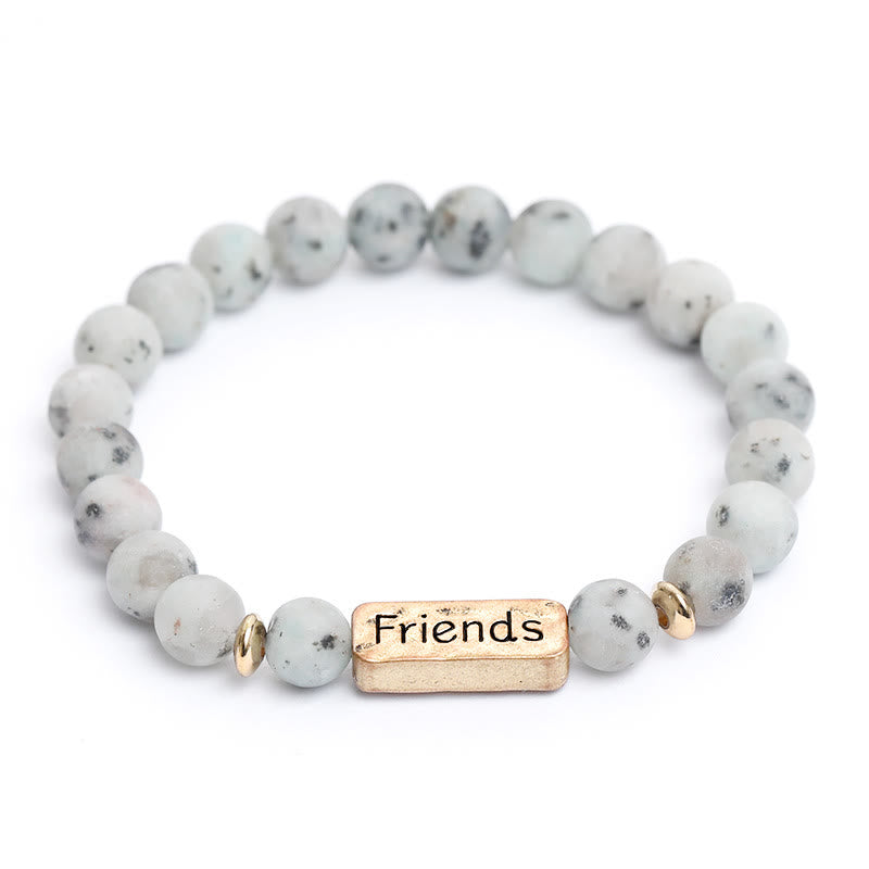 Bracelet gravé Amis en pierres précieuses naturelles Olivenorma