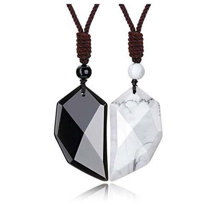 Collier en forme de cœur en quartz clair et obsidienne Olivenorma