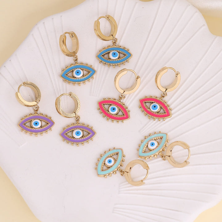 Boucles d'oreilles en époxy couleur contre le mauvais œil Olivenorma