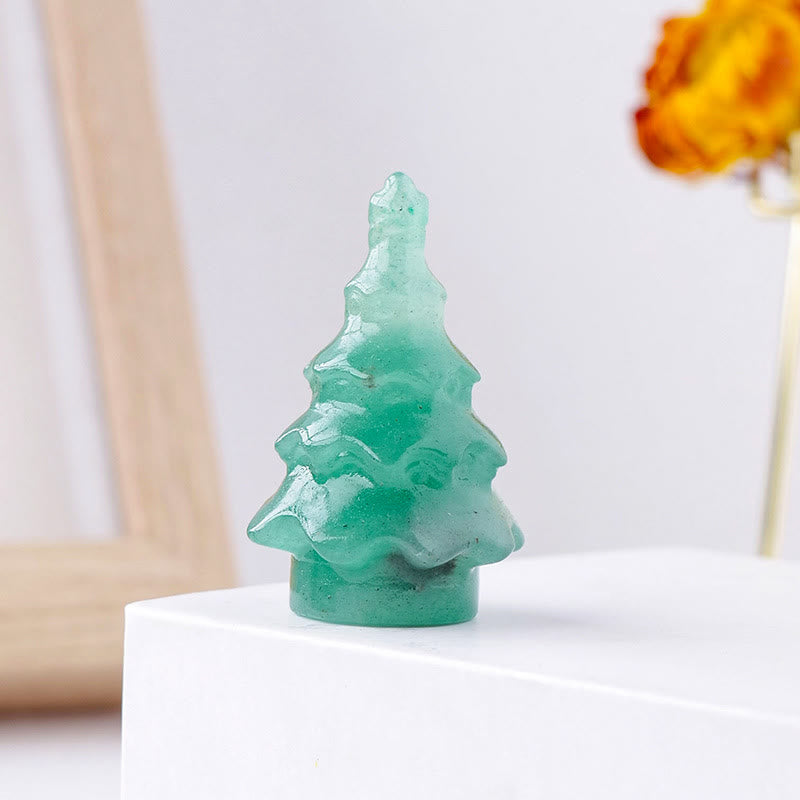 Olivenorma 1 pièce de décoration en pierre précieuse sculptée en pin de Noël en cristal naturel 