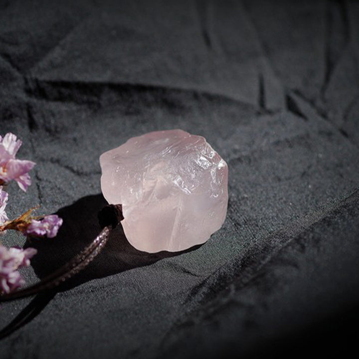 Collier en pierre précieuse de quartz rose naturel