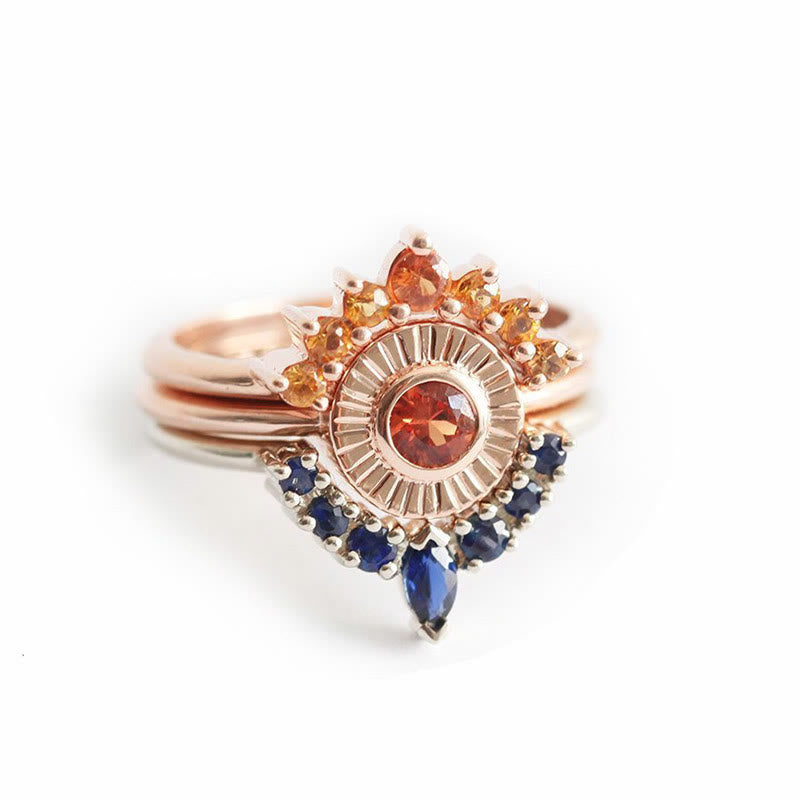 Ensemble de trois bagues Olivenorma Zircon Sunset
