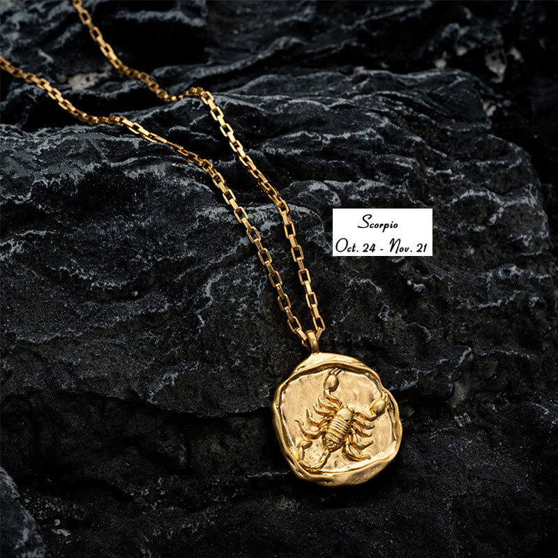 Collier en acier titane galvanisé ou 18 carats Olivenorma Zodiac