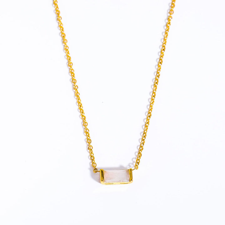 Collier pendentif rectangulaire simple en acier inoxydable avec pierre de naissance Olivenorma 