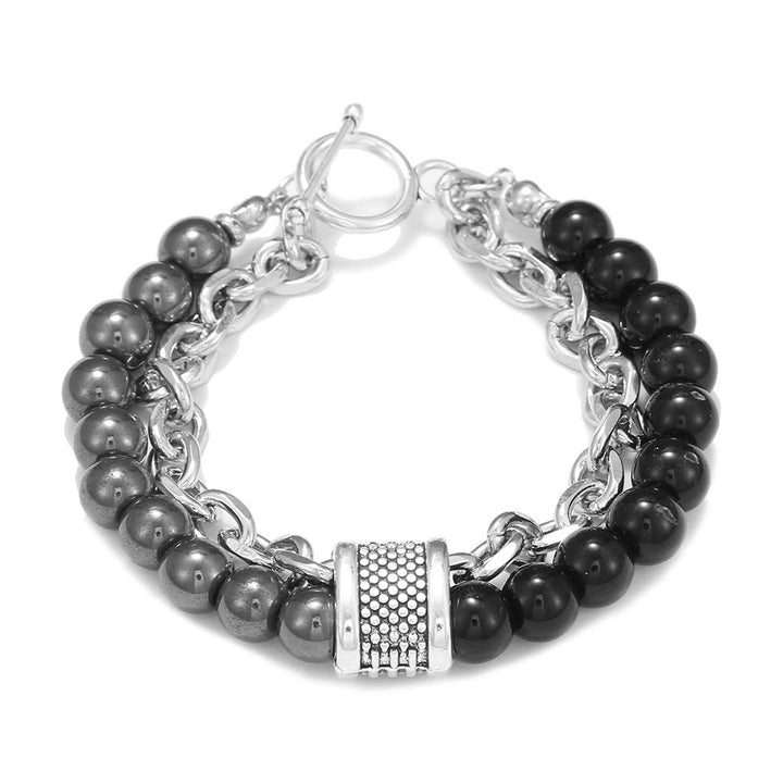 Bracelet pour homme Olivenorma Punk Frosted Stone Combinaison Forme géométrique 