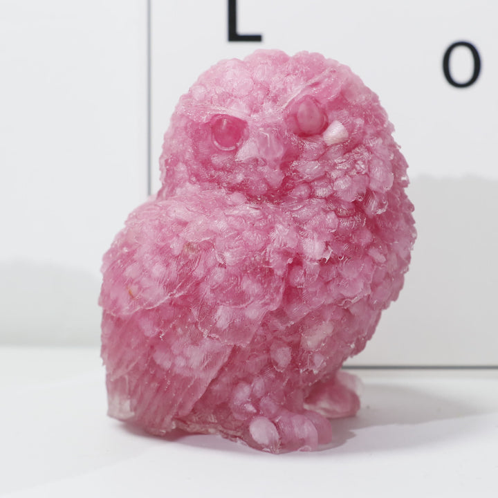 Ornement en pierre précieuse sculptée en forme de hibou en cristal naturel Olivenorma - Quartz rose - image 1