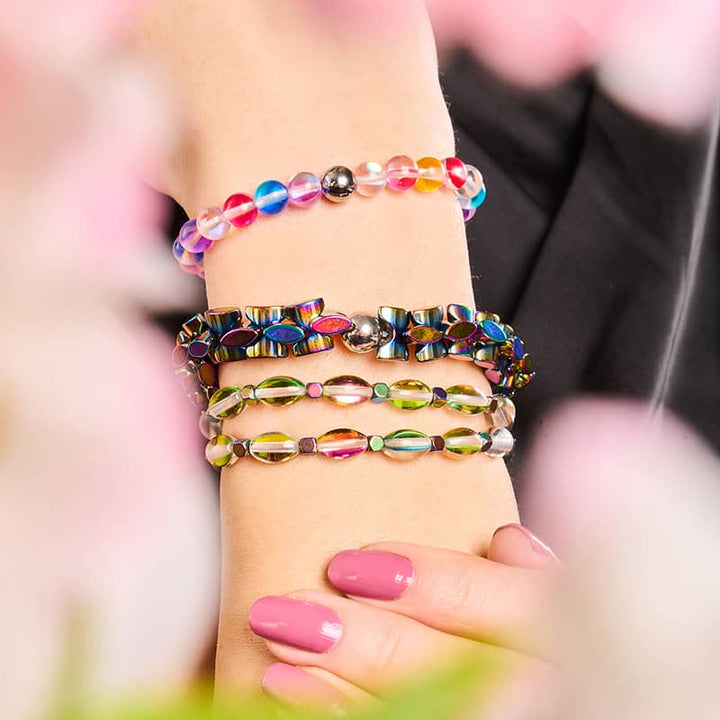 Bracelet en perles de verre cristal multicolore foncé Olivenorma 
