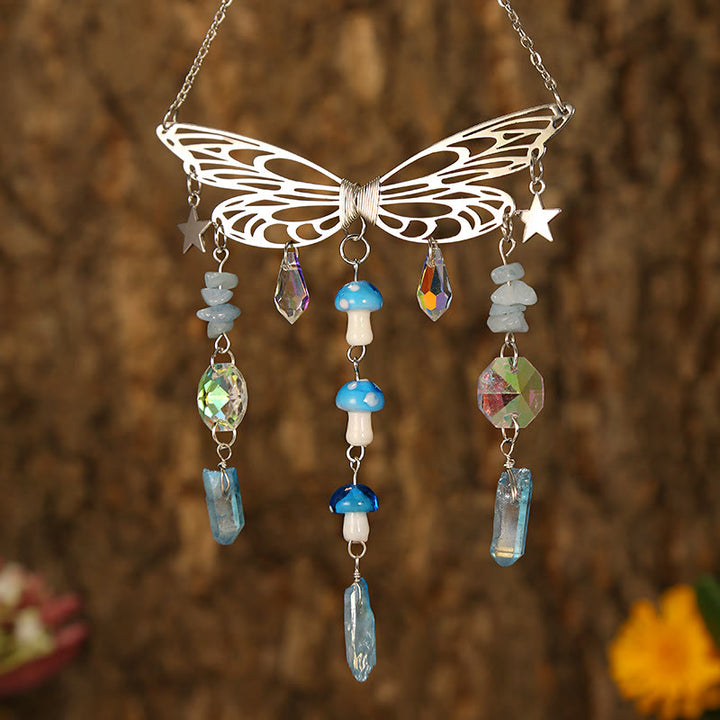 Carillon éolien attrape-soleil en forme d'ailes de papillon en cristal Olivenorma 