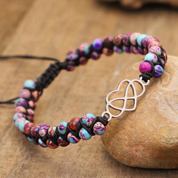 Bracelet en forme de cœur creux tissé à la main en pierre empereur violette Olivenorma Bohemia 