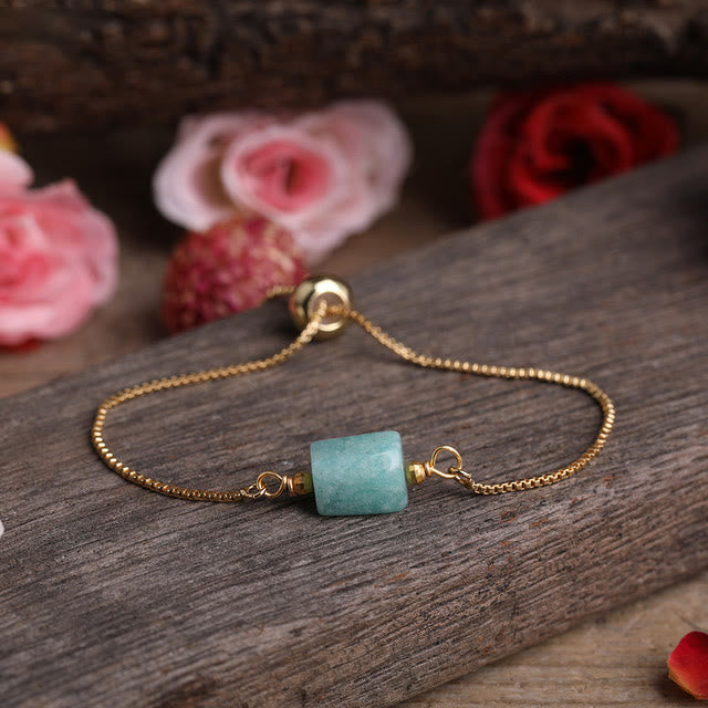 Bracelet chaîne en métal avec pierres prismatiques en cristal naturel Olivenorma