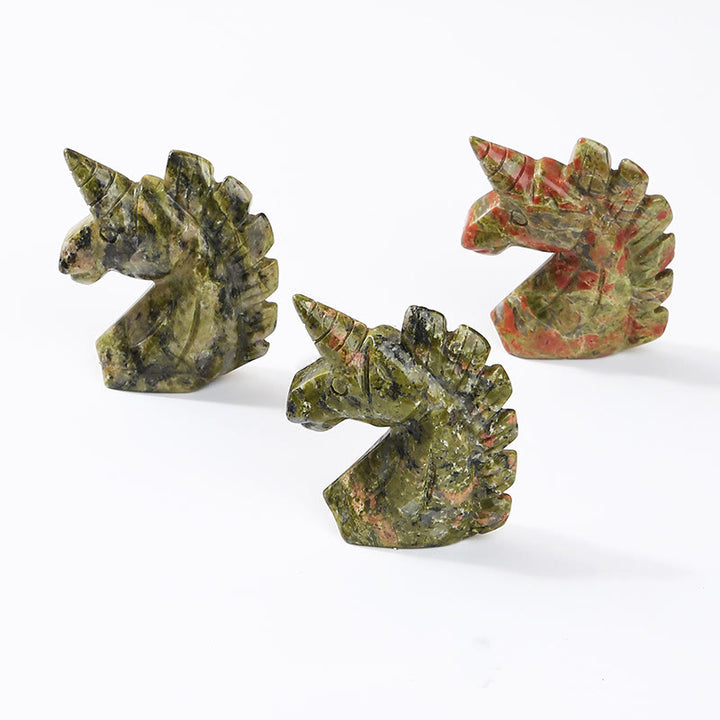 Olivenorma Figurine de licorne en cristal naturel de 2 pouces Décoration en pierres précieuses 