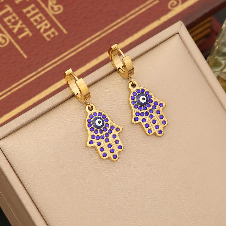 Ensemble collier, bracelet et boucles d'oreilles en époxy avec pendentif Hamsa Evil Eye Olivenorma 