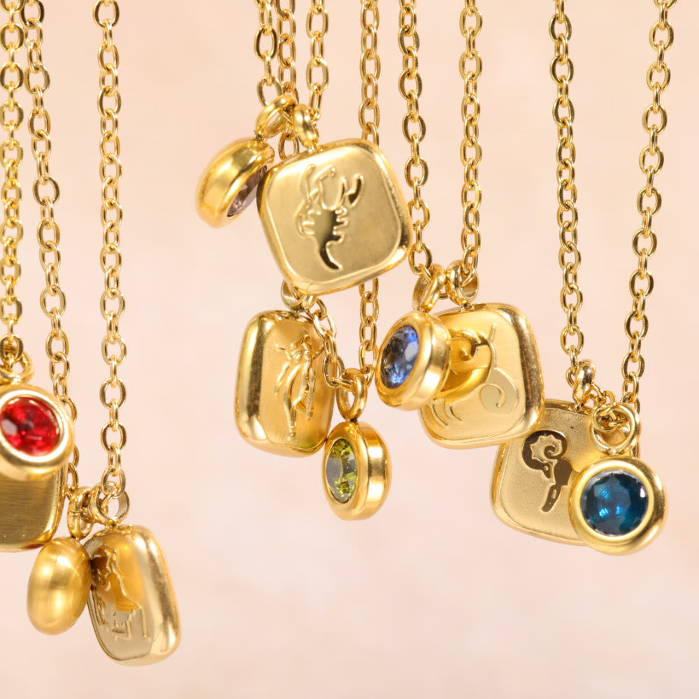 Collier pendentif Olivenorma avec douze pierres de naissance du zodiaque