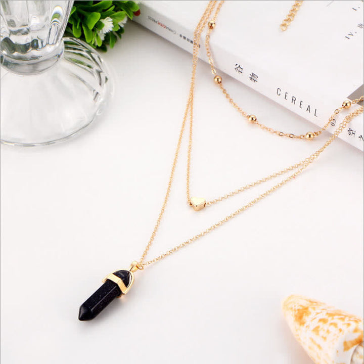 Collier en pierres précieuses hexagonales en cristal naturel