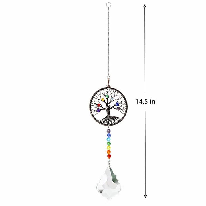Attrape-soleil en cristal coloré représentant un arbre de vie
