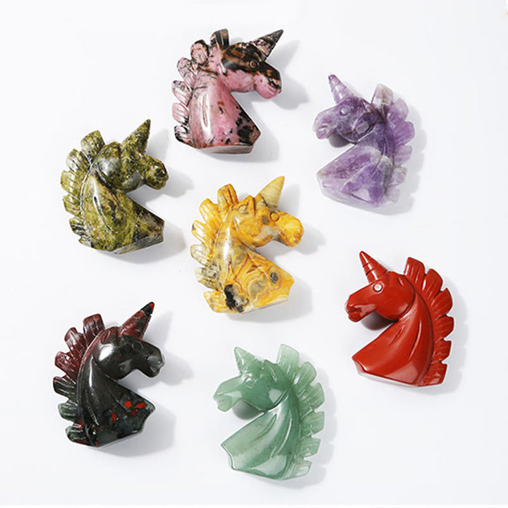 Olivenorma Figurine de licorne en cristal naturel de 2 pouces Décoration en pierres précieuses 