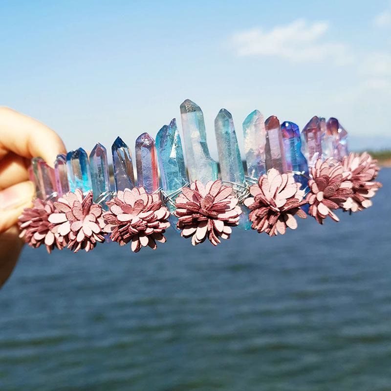 Couronne de fleurs en cristal naturel avec arc- en-Olivenorma 