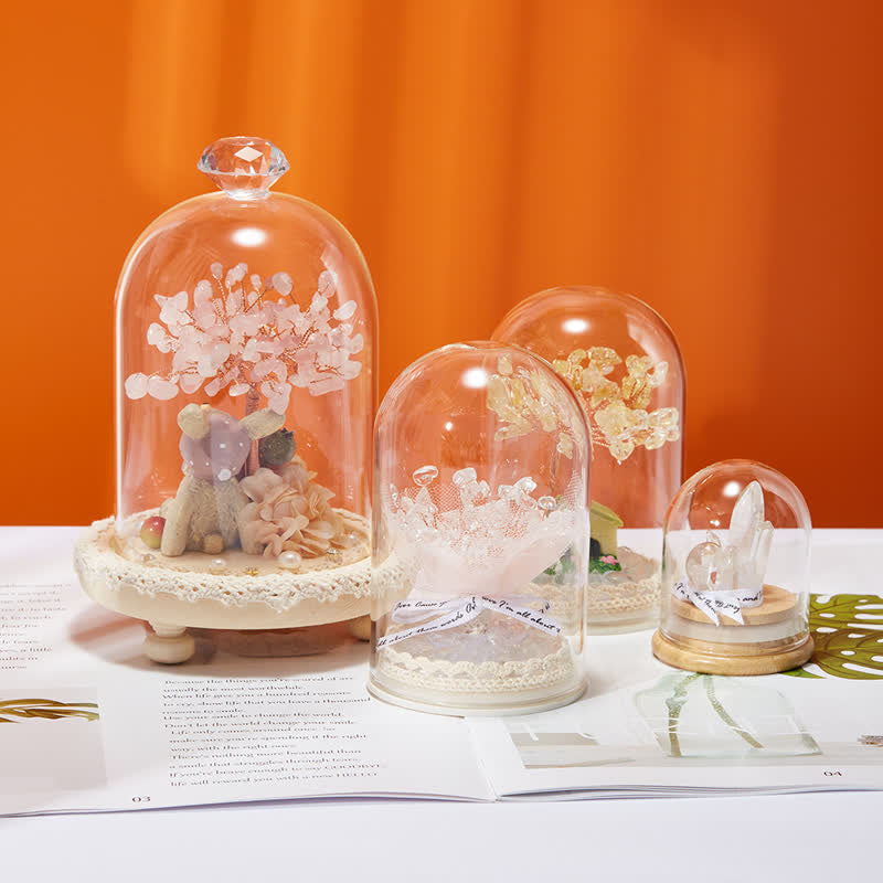 Décoration d'arbre Feng Shui avec couvercle en verre cristal naturel Olivenorma 