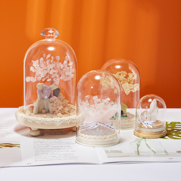 Décoration d'arbre Feng Shui avec couvercle en verre cristal naturel Olivenorma 
